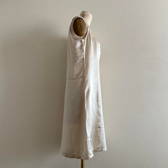 handmade champagne satin sleeveless mini/midi dress - Picture 2 of 8